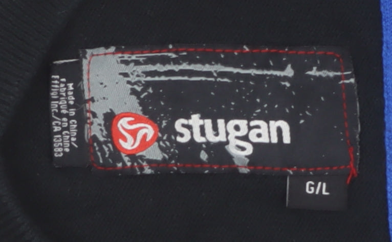 Stugan Men's Black Argyle Cotton Knit Sleeveless Vest L