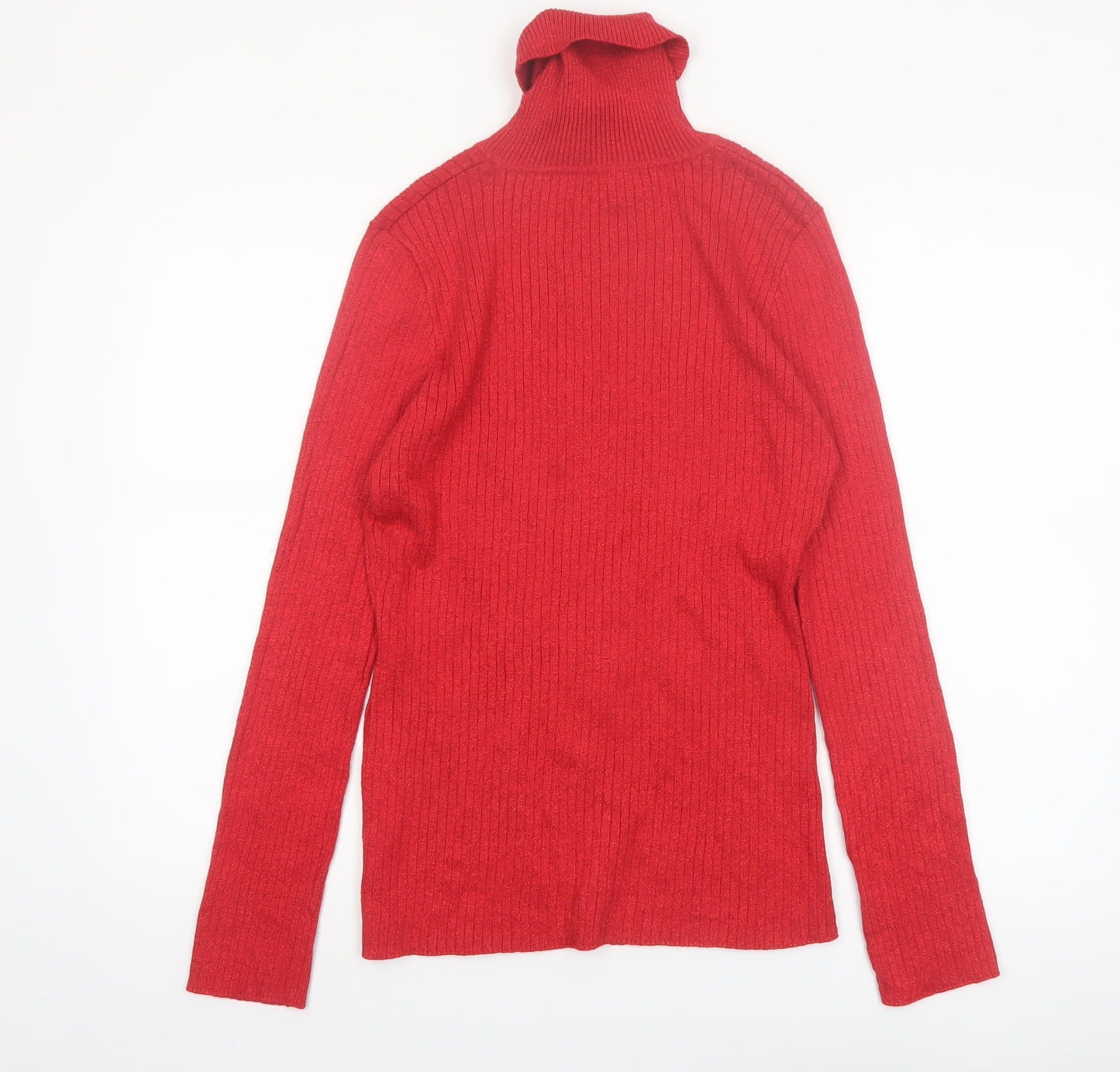 Fashion Avenue Women Red Roll Neck Slim Fit Knit Jumper M