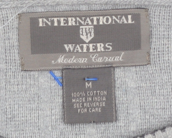 International Waters Men's Grey Cotton Pullover Jumper M