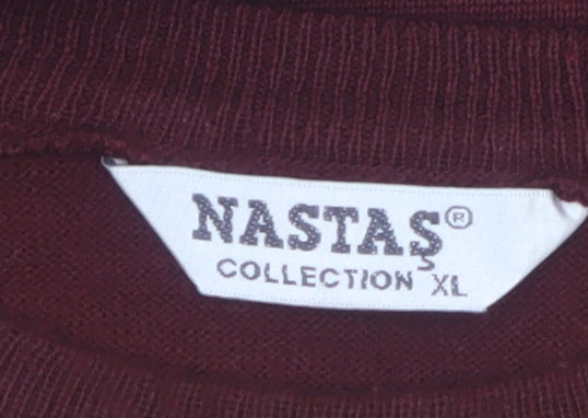 Nastas Collection Men's Burgundy Argyle Wool Blend Pullover Jumper XL