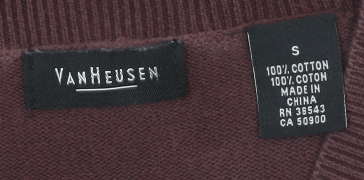 Van Heusen Men's Brown Argyle V-Neck Cotton Jumper Size S