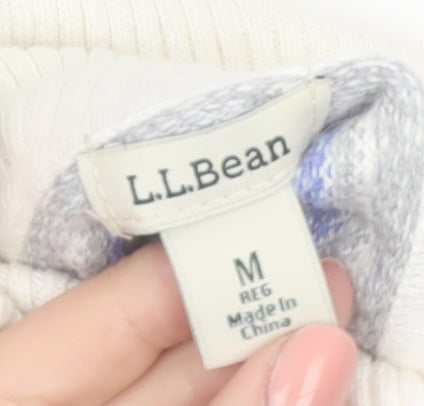 L.L.Bean Men’s Grey Fair Isle Roll Neck Cotton Cashmere Jumper M