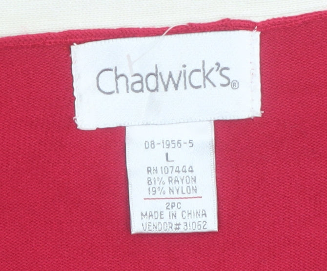 Chadwick's Women's Red V-Neck Long Sleeve Cardigan Size L