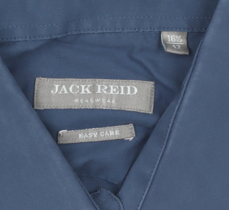 Jack Reid Mens Blue 16.5in Regular Fit Long Sleeve Button-Up Shirt
