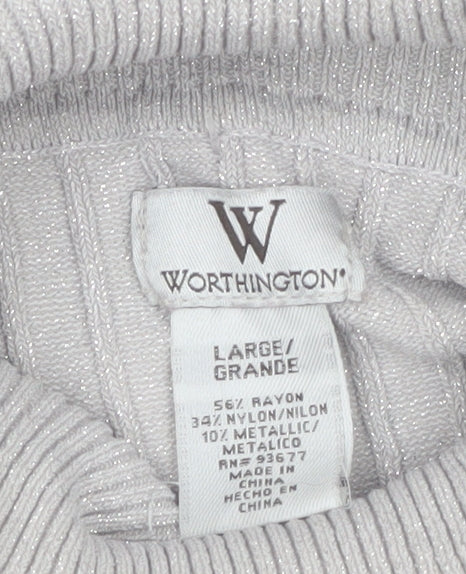 Worthington Womens Grey Roll Neck Knit Jumper Size L