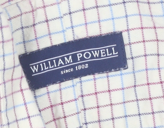 William Powell Men's Beige Check Cotton Long Sleeve Button-Up Shirt Size 16