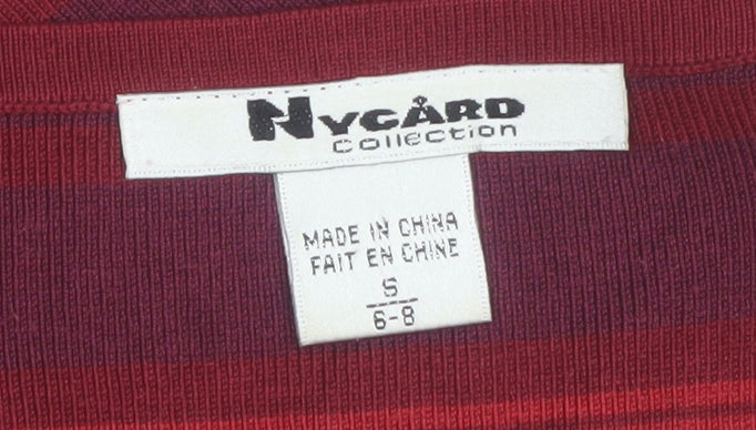 Nygard Collection Women Red Striped Silk Blend Jumper Size S 6-8