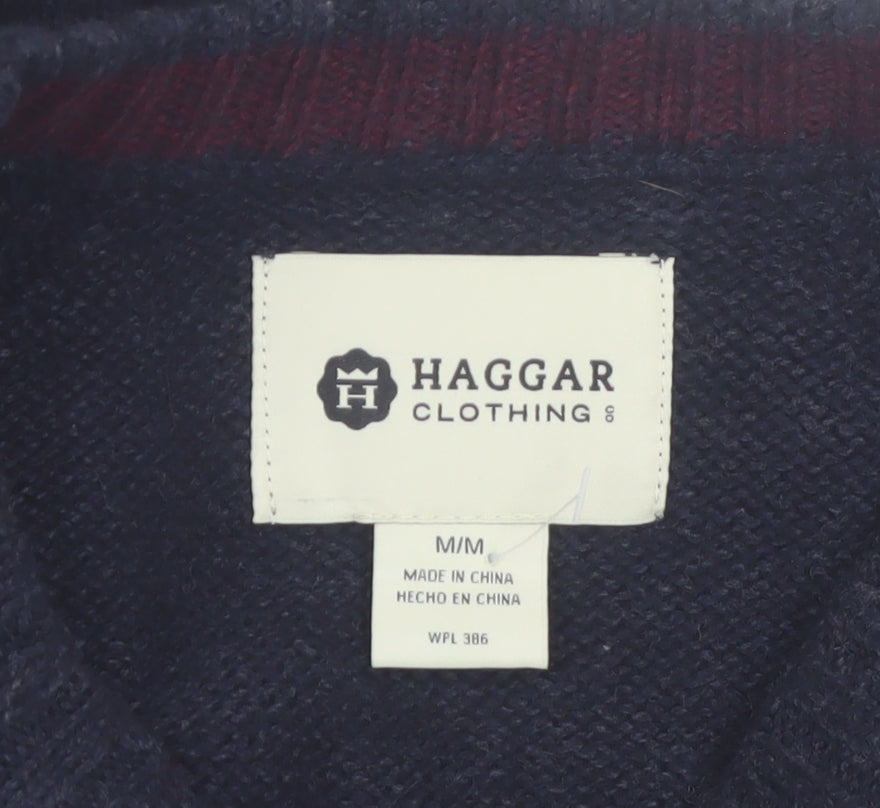 Haggar Men's Blue Fair Isle Knit Pullover Jumper Size M