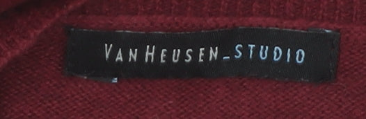 Van Heusen Studio Men's Red Argyle Cotton V-Neck Jumper XL