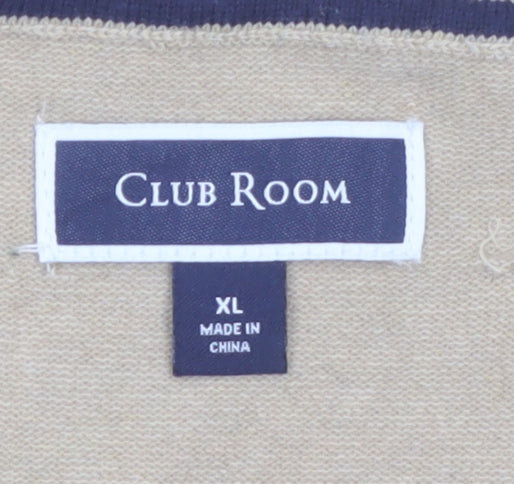 Club Room Men's Beige XL Sleeveless V-Neck Cotton Knit Jumper Vest