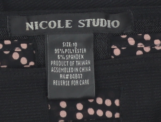 Nicole Studio Women's Black Long Sleeve Bow Detail Blouse Size 10