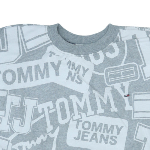 Tommy Jeans Men's Grey Oversized Crew Neck Logo Sweatshirt Size L