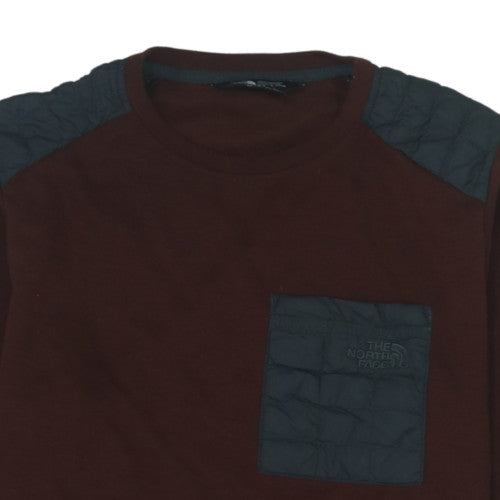 The North Face Men's Brown Quilted Shoulder Crew Neck Sweatshirt Size M