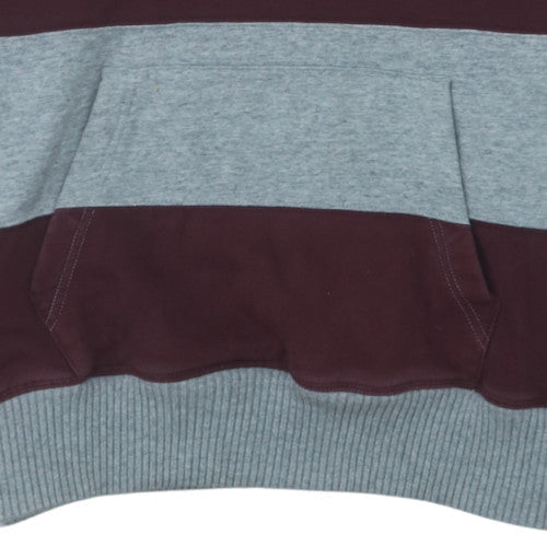 Champion Men's Grey Brown Pullover Hoodie Medium Logo Striped