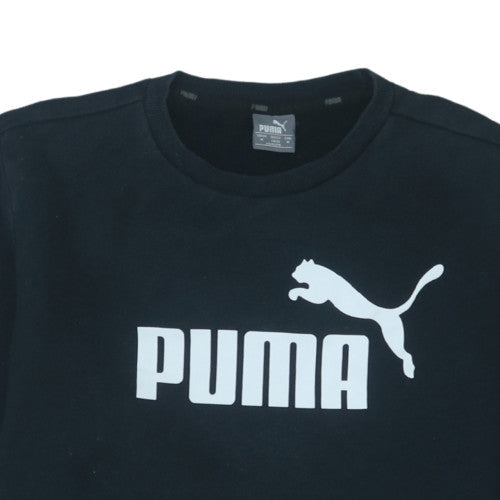 Puma Boys Black Crew Neck Sweatshirt Medium Logo Pullover