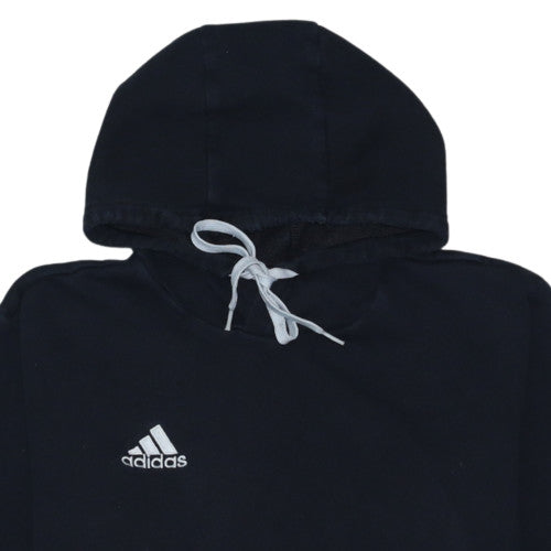 Adidas Womens Black Pullover Hoodie Size M Drawstring Logo Sweatshirt