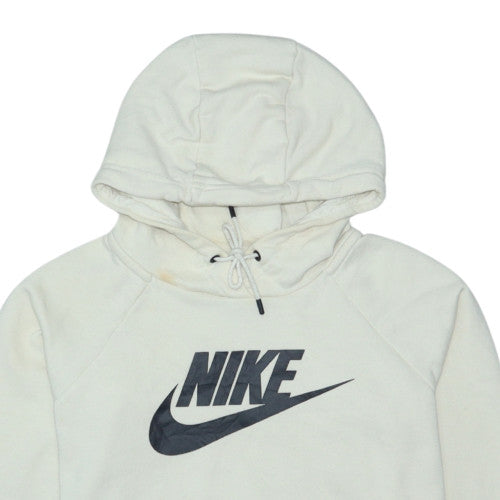 Nike Men Ivory Pullover Hoodie S Fleece Sports Logo Sweatshirt