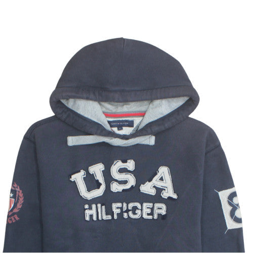 Tommy Hilfiger Men’s Navy USA Hoodie Pullover Sweatshirt L