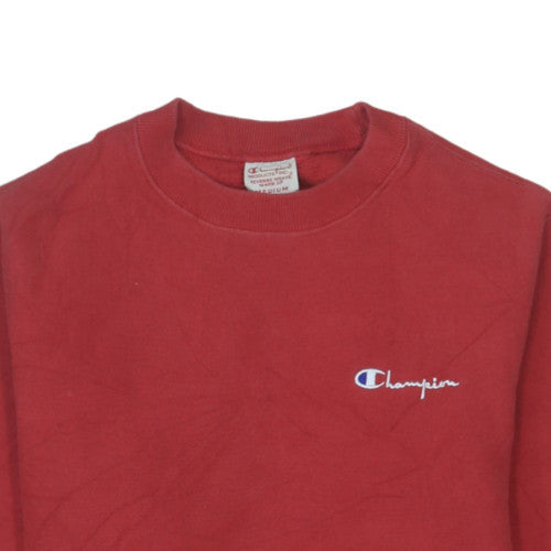 Champion Boys Red Crew Neck Reverse Weave Sweatshirt Medium Fleece Cotton