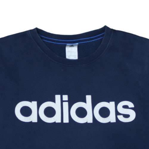Adidas Mens Blue Logo Pullover Sweatshirt Size L