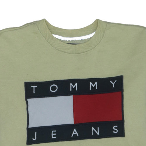 Tommy Jeans Men's Beige XL Pullover Sweatshirt Logo Crew Neck