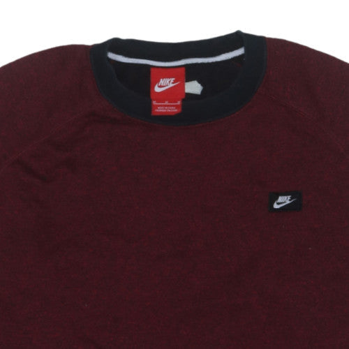 Nike Men's Red Crew Neck Sweatshirt M Pullover Sports Style