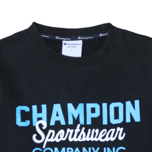 Champion Men's Black Small Pullover Sweatshirt with Logo Print