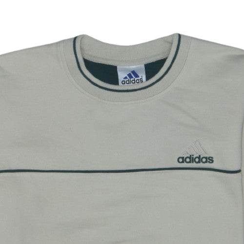 Adidas Mens Beige Crew Neck Pullover Sweatshirt L Relaxed Fit