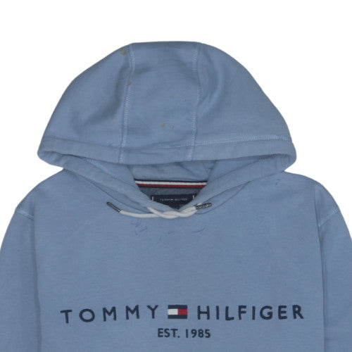 Tommy Hilfiger Men's Blue Pullover Hoodie L Cotton Blend Logo
