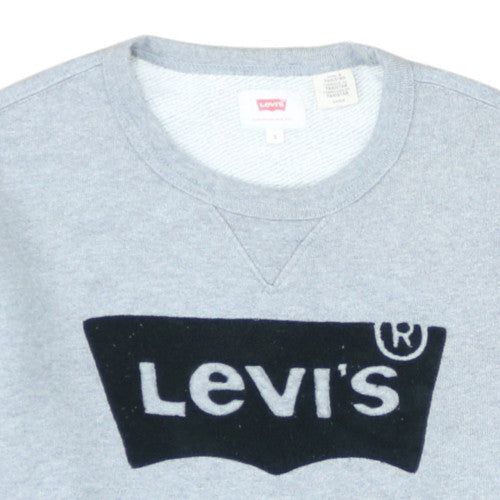 Levi's Women Grey Logo Crew Neck Pullover Sweatshirt Size S