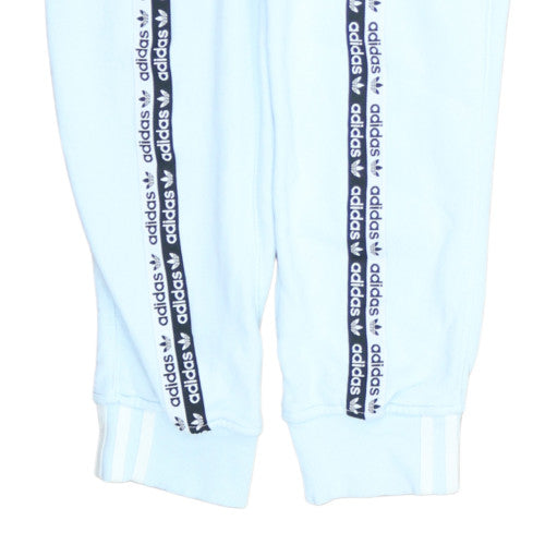 adidas Womens Blue Jogger Trousers Size 14 Logo Stripe Cuffed Track Pants