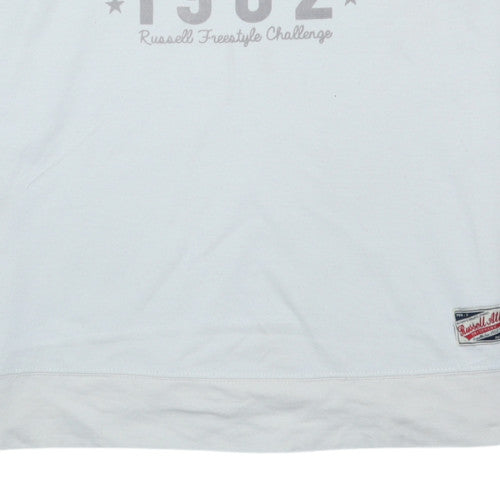 Russell Athletic Womens White XL Pullover Sweatshirt V-Neck Casual