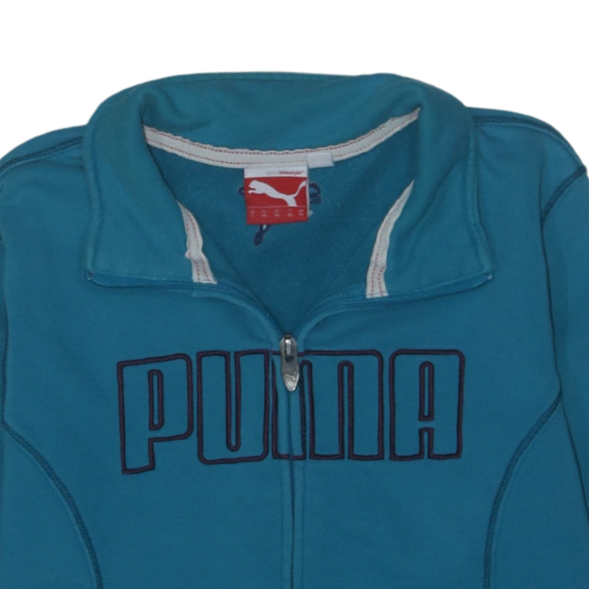 Puma Women Blue Full Zip Track Jacket Size 14 Cotton Blend