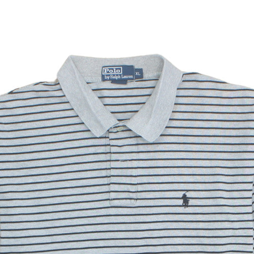 Ralph Lauren Men's Grey Striped Polo Shirt XL Classic Fit