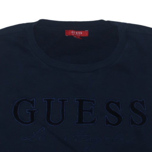 Guess Womens Navy Blue Medium Pullover Sweatshirt Crew Neck Logo