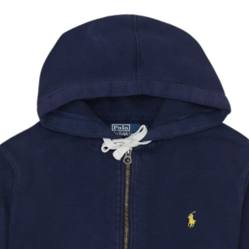 Ralph Lauren Men's Blue Full Zip Hoodie Size M Logo Cotton Blend