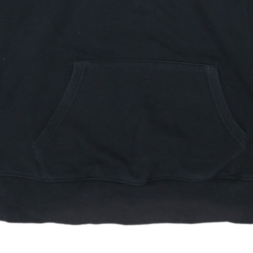 Adidas Womens Black Half Zip Hoodie M Cotton Blend Logo Pullover