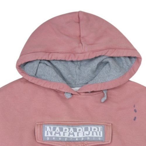 Napapijri Womens Pink Hoodie M Hooded Pullover Logo Sweatshirt