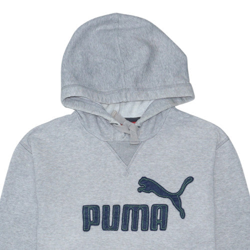 Puma Men's Grey Hoodie Large Pullover Logo Cotton Blend Casual