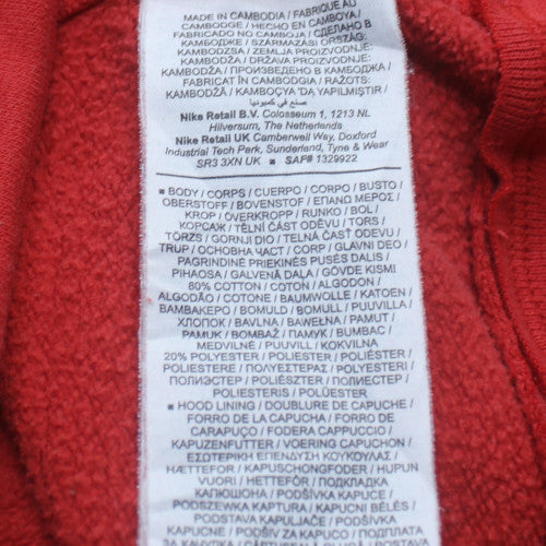 Nike Men's Red Pullover Hoodie Small Logo Fleece Sweatshirt