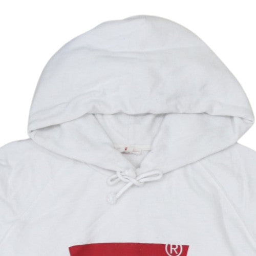 Levi's Womens White Pullover Hoodie Medium Logo Cotton Casual