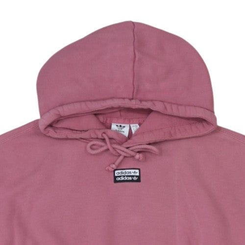 Adidas Women Pink Cropped Pullover Hoodie Size 10 Logo Lace Up