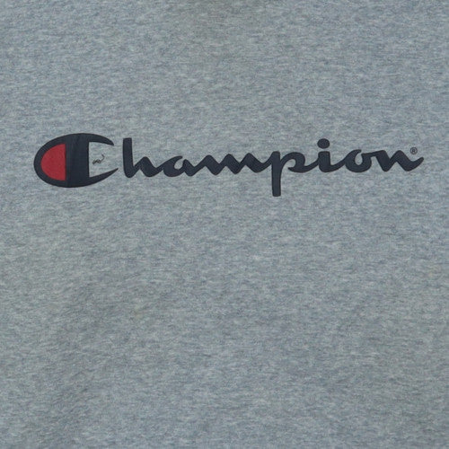 Champion Men's Grey Pullover Hoodie L Logo Fleece Sweatshirt