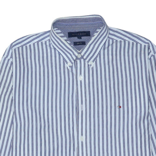 Tommy Hilfiger Men's Blue Slim Fit Striped Button-Up Shirt XL