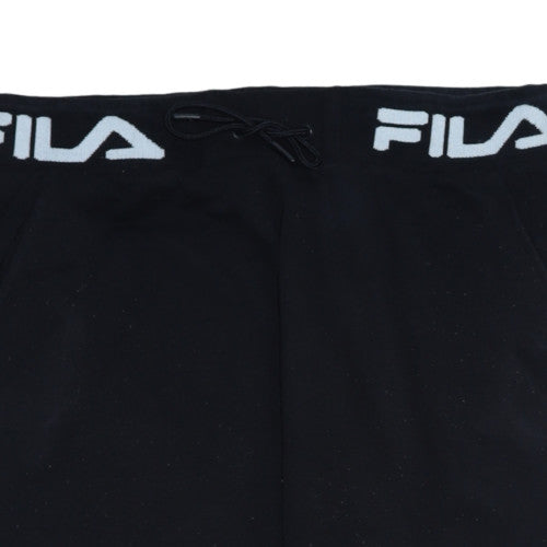 FILA Men's Black Jogger Trousers L Cotton Blend Logo Cuffed