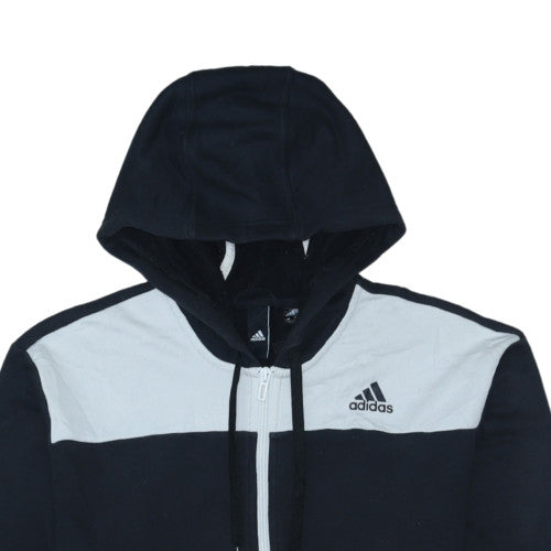 Adidas Mens Black & White Full Zip Hoodie Size L Hooded Sweatshirt