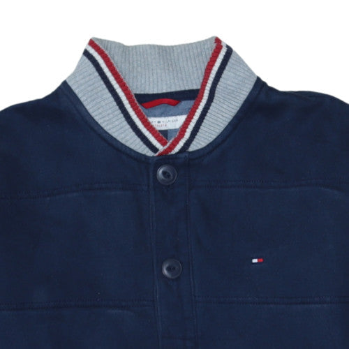 Tommy Hilfiger Men Blue Varsity Jacket Size L Cotton Blend