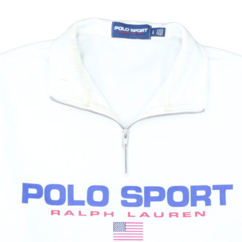 Ralph Lauren Polo Sport Men's White 1/4 Zip Sweatshirt L