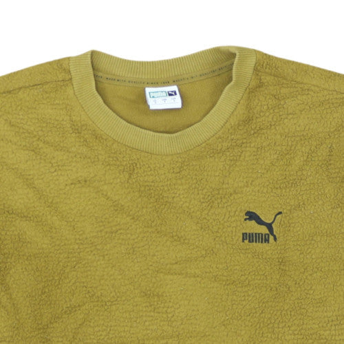 Puma Men's Yellow Fleece Crew Neck Pullover Sweatshirt Size S