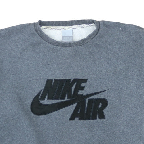 Nike Men's Grey Air Logo Crew Neck Fleece Sweatshirt Size L